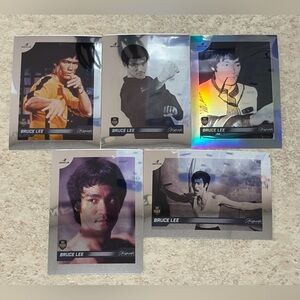 All 5 Bruce Lee Dragon 2024 Silver Chrome Refractor MMA Movie Cards BV $50